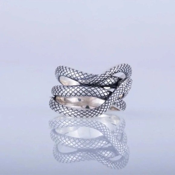 🔥Trendy Multi Layer Snake Vintage Carved Silver Fashion Ring, UNVN12123 - Picture 3 of 5